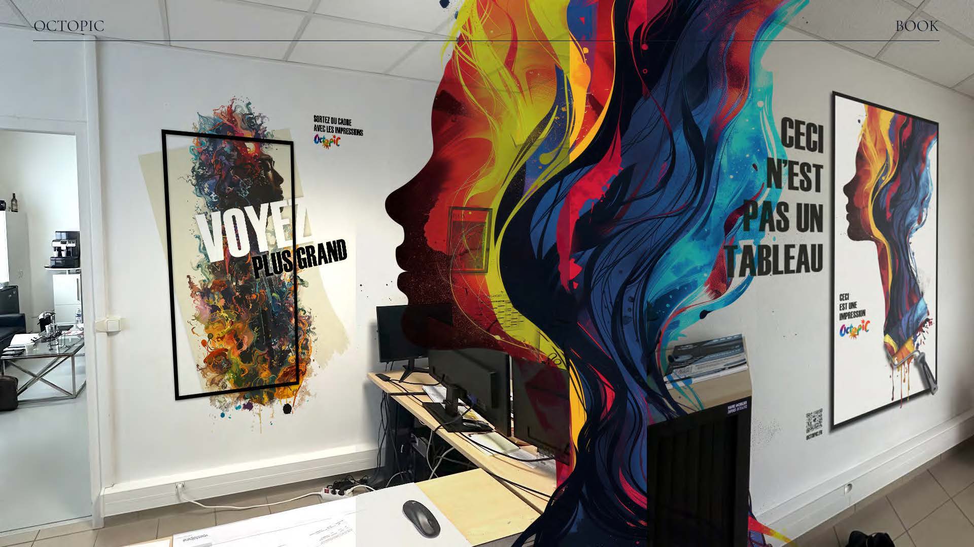 Fresques colorées et typographiques dans des bureaux